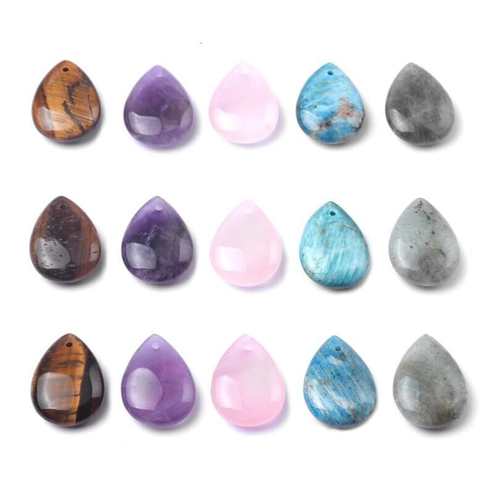 5217 7pcs Natural Stone Pendants Water Droplet Exquisite Specfic Mixed
